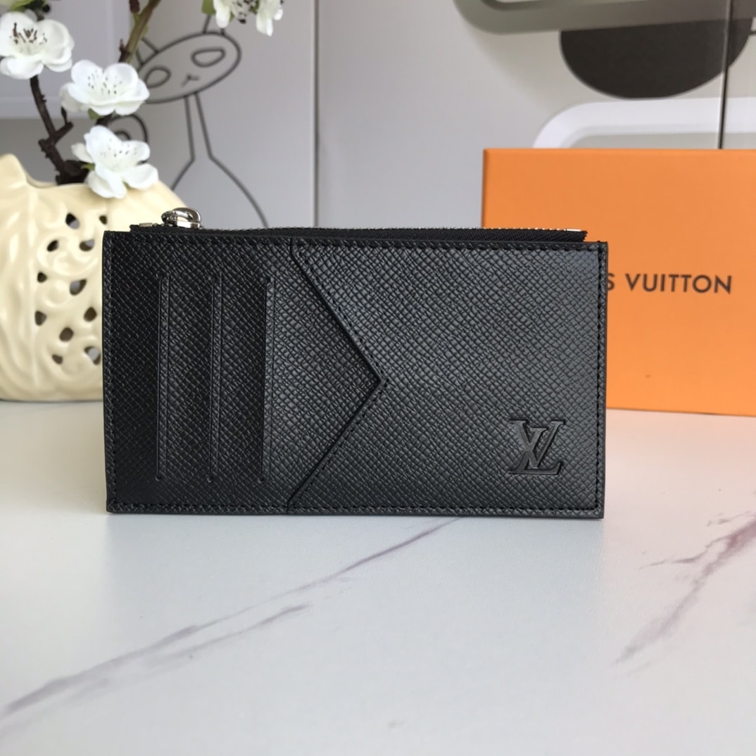 LOUIS VUITTON COIN CARD HOLDER TAIGA LEATHER BLACK 14.5CM M62914 - Image 8