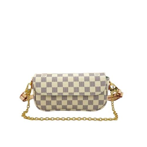 LOUIS VUITTON IVY WALLET ON CHAIN BAG DAMIER EBENE BEIGE M81911