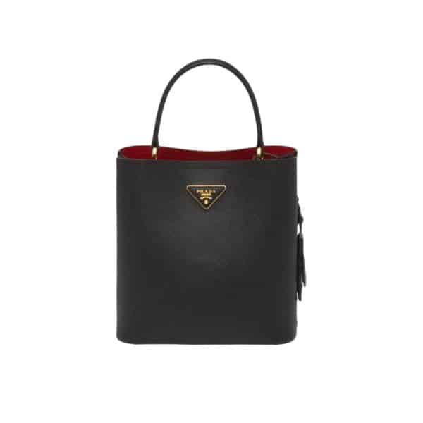 PRADA MEDIUM SAFFIANO LEATHER PANIER BAG BLACK 1BA2122ERXF0LJ4VOOO