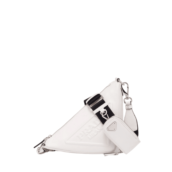 PRADA TRIANGLE LEATHER MINI BAG WHITE 27CM 1BH190 2BYA F0009 V BRO