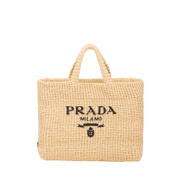 PRADA RAFFIA TOTE BAG NATURAL COLOR 24CM 1BG392 2A2T F0018 V OOL