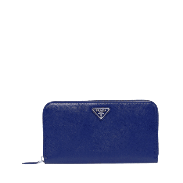 PRADA LARGE  SAFFIANO TRIANGLE ZIP AROUND LONG WALLET DARK BLUE 19CM 1ML506 QHH F068Z