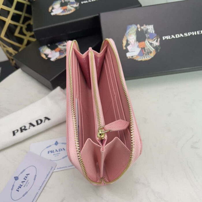 Alternative view of PRADA LARGE  SAFFIANO TRIANGLE ZIP AROUND LONG WALLET LIGHT PINK 19CM 1ML506 QHH F0002