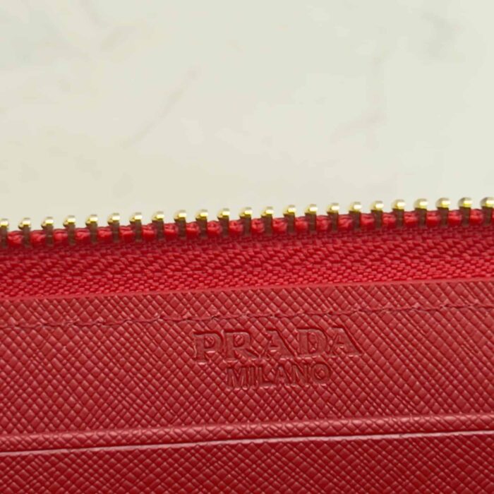 Alternative view of PRADA LARGE  SAFFIANO TRIANGLE ZIP AROUND LONG WALLET RED 19CM 1ML506 QHH F068Z