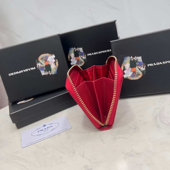 Alternative view of PRADA SAFFIANO LEATHER COIN PURSE FIERY RED WALLET 10CM 1MM268 QWA F068Z