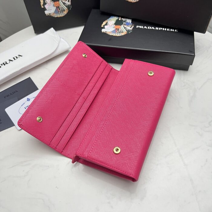 Alternative view of PRADA SAFFIANO LUX LEATHER FLAP CONTINENTAL DARK PINK WALLET 19CM
