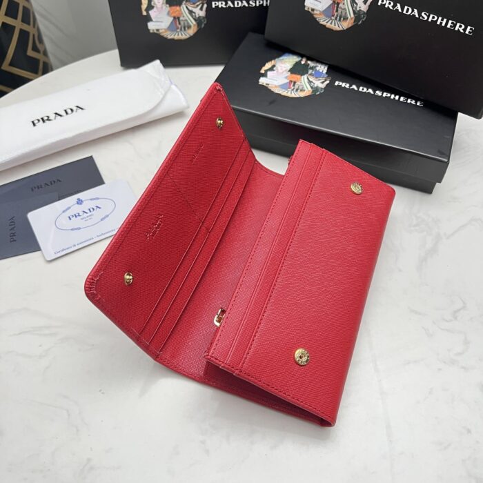 Alternative view of PRADA SAFFIANO LUX LEATHER FLAP CONTINENTAL RED WALLET 19CM
