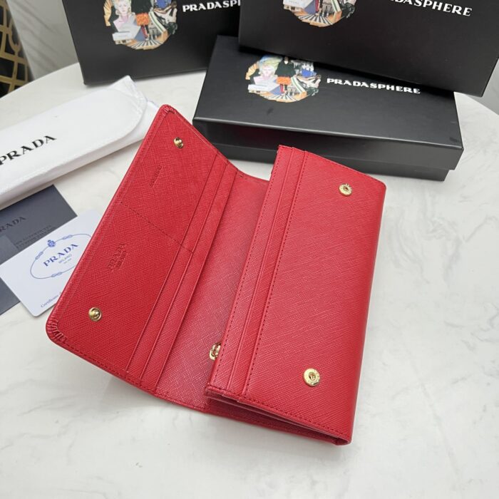 Alternative view of PRADA SAFFIANO MONOCHROME FLAP LONG WALLET FULL RED 19CM 1MH132 ZLP F061H