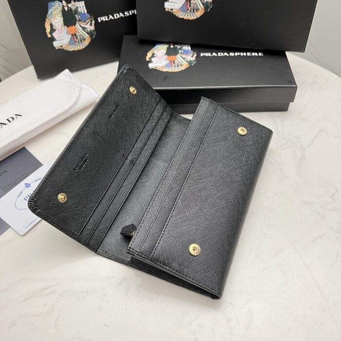 Alternative view of PRADA SAFFIANO MONOCHROME FLAP LONG WALLET FULL BLACK 19CM 1MH132 ZLP F061H