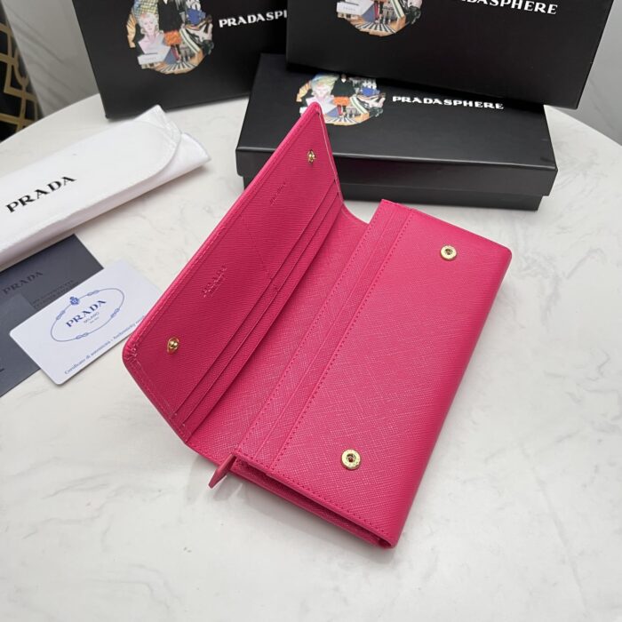 Alternative view of PRADA SAFFIANO MONOCHROME FLAP LONG WALLET FULL DARK PINK 19CM 1MH132 ZLP F061H