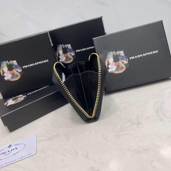 Alternative view of PRADA SAFFIANO LEATHER COIN PURSE BLACK WALLET 10CM 1MM268 QWA F0002