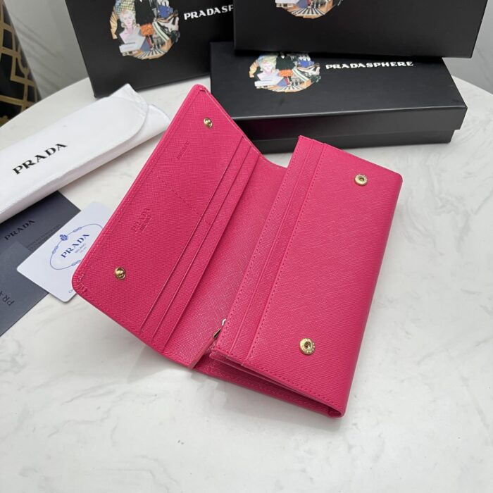 Alternative view of PRADA SAFFIANO LEATHER FLAP LONG WALLET DARK PINK AND GOLD 19CM 1MH132 ZLP F061H