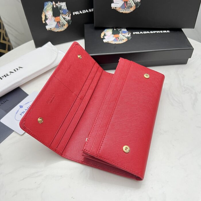 Alternative view of PRADA SAFFIANO LEATHER FLAP LONG WALLET RED AND GOLD 19CM 1MH132 ZLP F0RAU