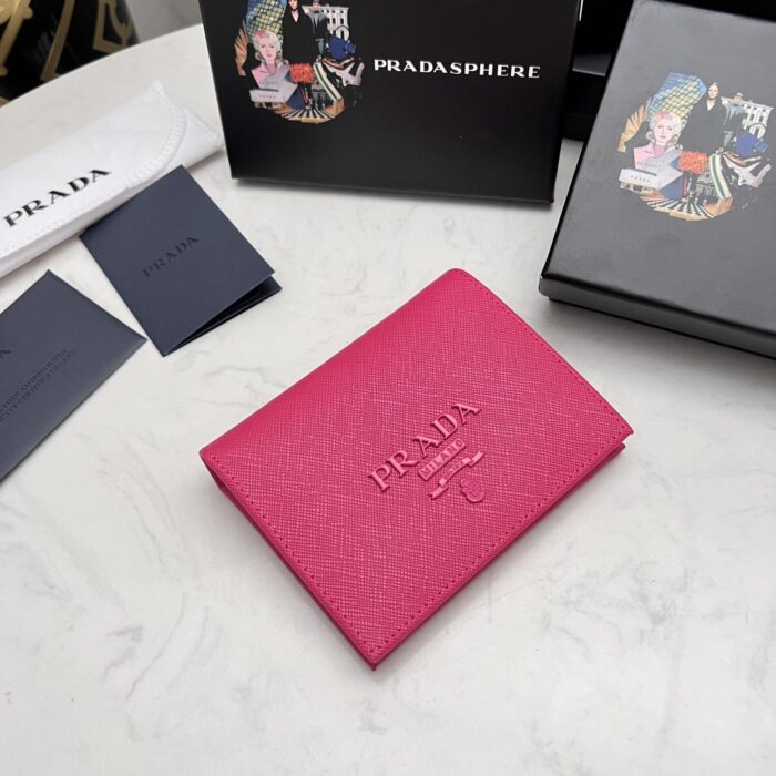 Alternative view of PRADA SAFFIANO MONOCHROME FLAP SMALL WALLET FULL DARK PINK 10CM 1MV204 QWA F0002
