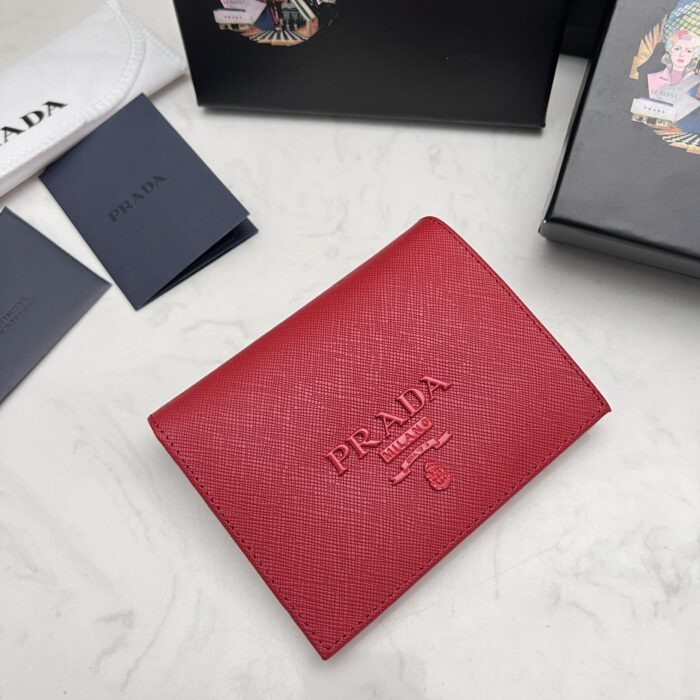 Alternative view of PRADA SAFFIANO MONOCHROME FLAP SMALL WALLET FULL RED 10CM 1MV204 QWA F0002