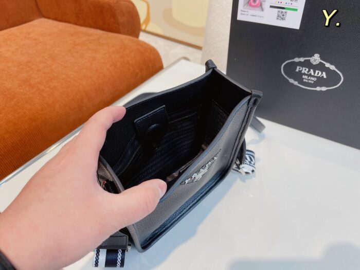 Alternative view of PRADA LEATHER MINI SHOULDER BAG BLACK 20CM 1BH191 2DKV F0002 V 3OO