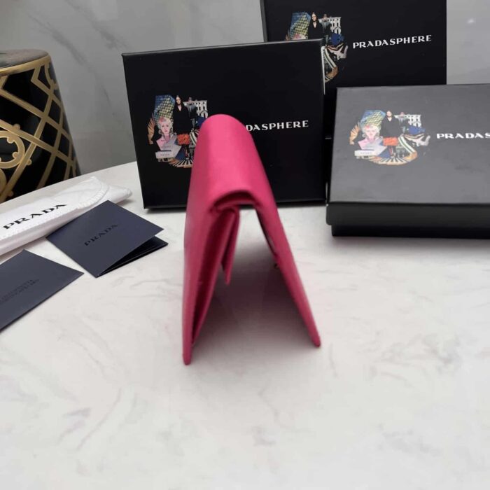 Alternative view of PRADA SAFFIANO LEATHER FLAP SMALL WALLET DARK PINK AND GOLD 10CM 1MV204 QWA F0505