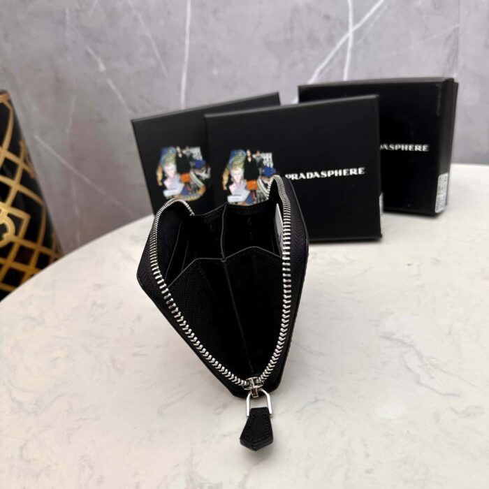 Alternative view of PRADA SMALL SAFFIANO LEATHER WALLET BLACK AND SILVER 10CM 1ML036 QHH F0002