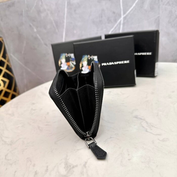 Alternative view of PRADA SAFFIANO LEATHER COIN PURSE FULL BLACK WALLET 10CM 1MM268 QWA F0016