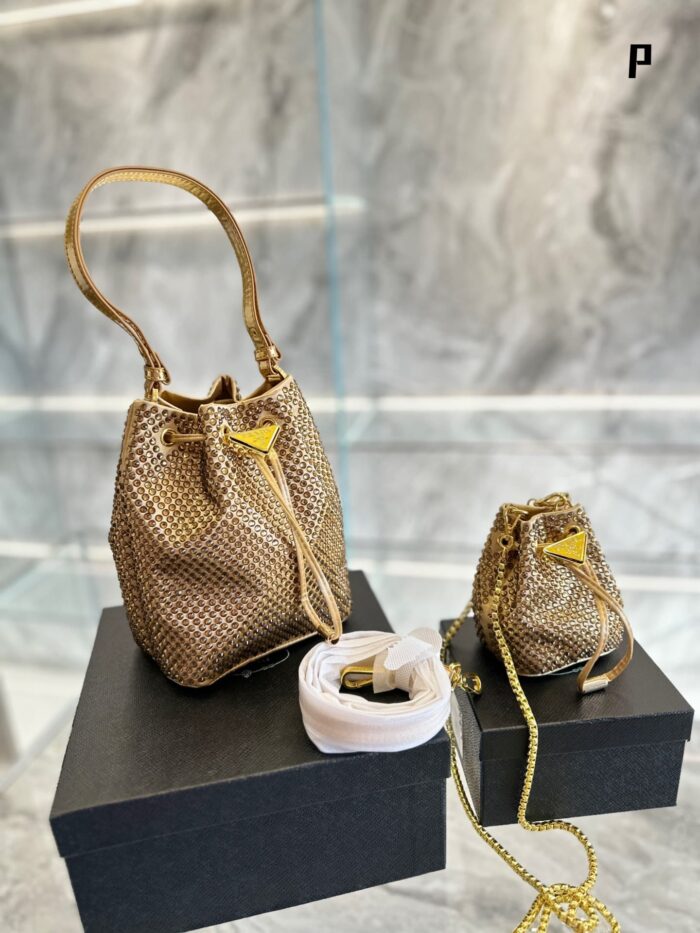 Alternative view of PRADA EMBELLISHED SATIN POUCH PLATINUM COLOR 20CM 1NR016 2AWL F0522