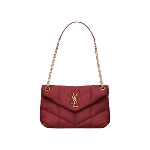 SAINT LAURENT PUFFER SMALL CHAIN BAG IN QUILTED RED 28CM