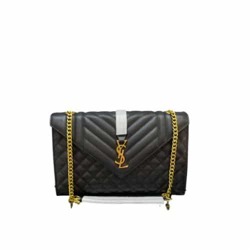 SAINT LAURENT ENVELOPE CHAIN BAG IN MIX MATELASSE GRAIN DE POUDRE EMBOSSED LEATHER 31CM