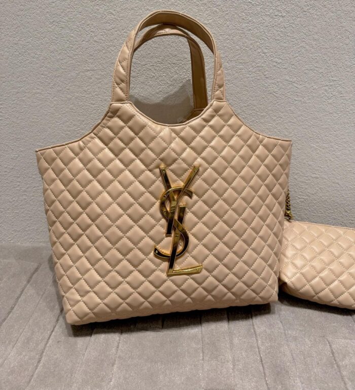 Alternative view of SAINT LAURENT ICARE SHOPPING BAG IN QUILTED BEIGE 40CM
