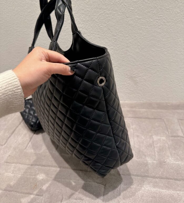 Alternative view of SAINT LAURENT ICARE SHOPPING BAG IN QUILTED BLACK SILVER 40CM