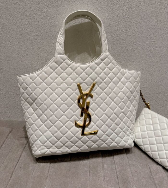 Alternative view of SAINT LAURENT ICARE SHOPPING BAG IN QUILTED WHITE 40CM