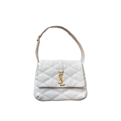SAINT LAURENT LE 57 HOBO BAG IN QUILTED WHITE 24CM