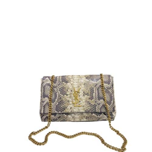 SAINT LAURENT KATE MEDIUM REVERSIBLE CHAIN BAG IN SUEDE AND SMOOTH LEATHER SNAKE PRINT