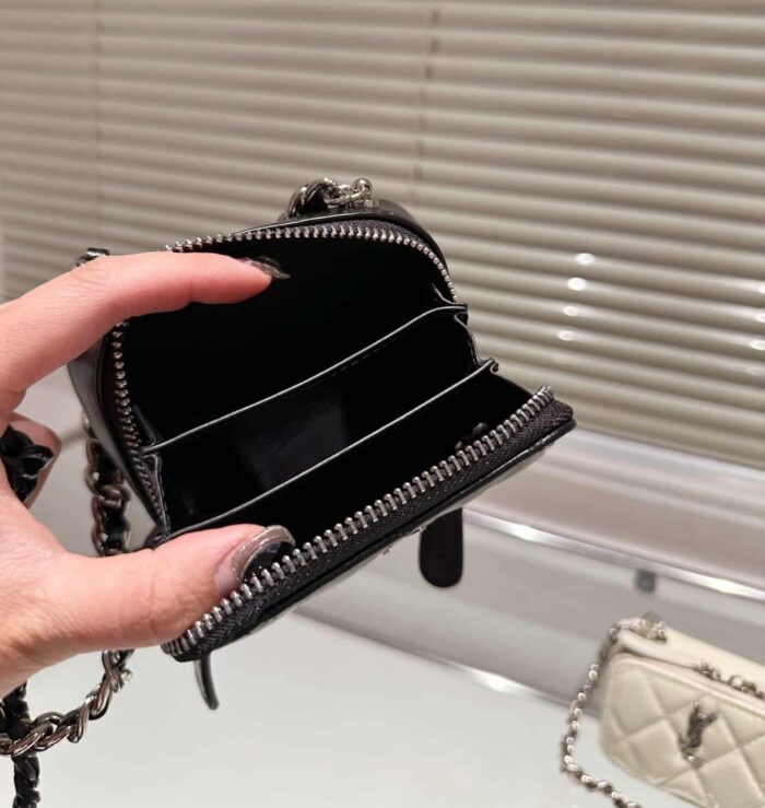 Alternative view of SAINT LAURENT QUILTED MINI BAG WITH ZIP BLACK 12CM