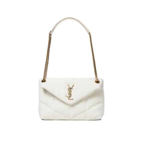 SAINT LAURENT SMALL LOULOU BOUCLE BAG WHITE 23CM