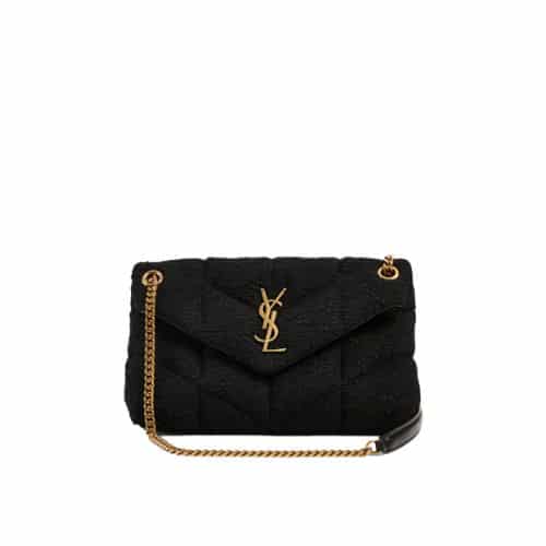 SAINT LAURENT SMALL LOULOU BOUCLE BAG BLACK 23CM