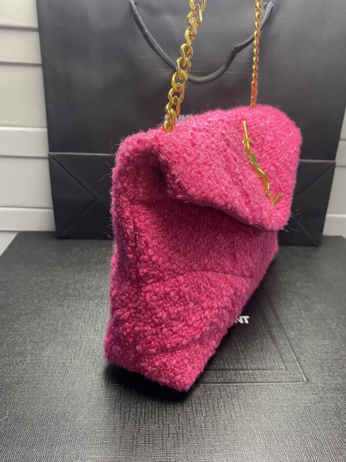 Alternative view of SAINT LAURENT SMALL LOULOU BOUCLE BAG MAGENTA PINK 23CM