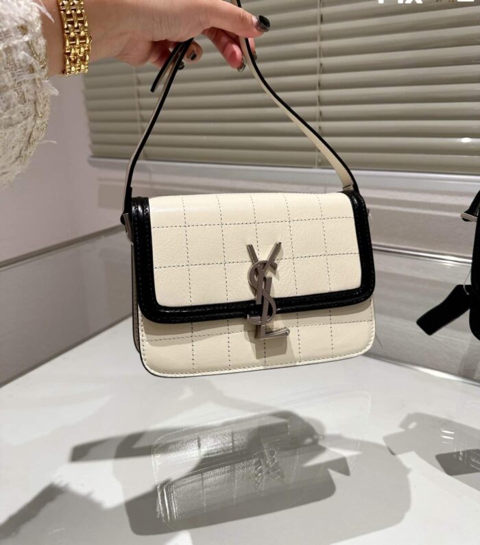 Alternative view of SAINT LAURENT SMALL SOLFERINO SATCHEL WHITE BLACK 18CM