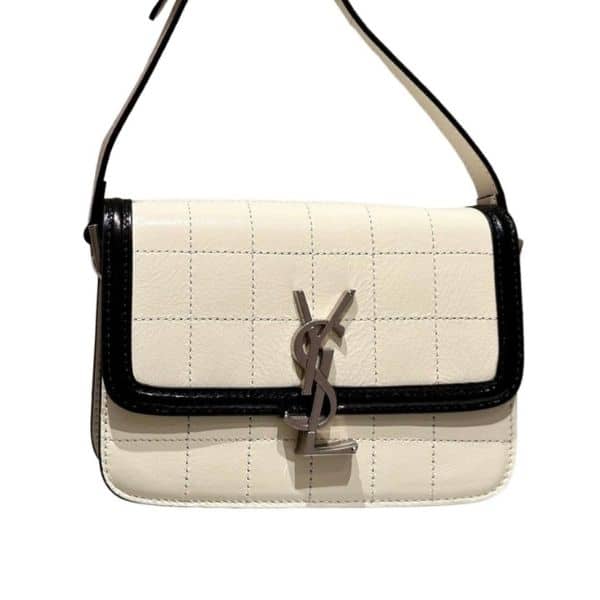 SAINT LAURENT SMALL SOLFERINO SATCHEL WHITE BLACK 18CM