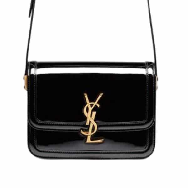 SAINT LAURENT SOLFERINO SMALL SATCHEL IN LACQUERED PATENT LEATHER 634306BMIIW1000