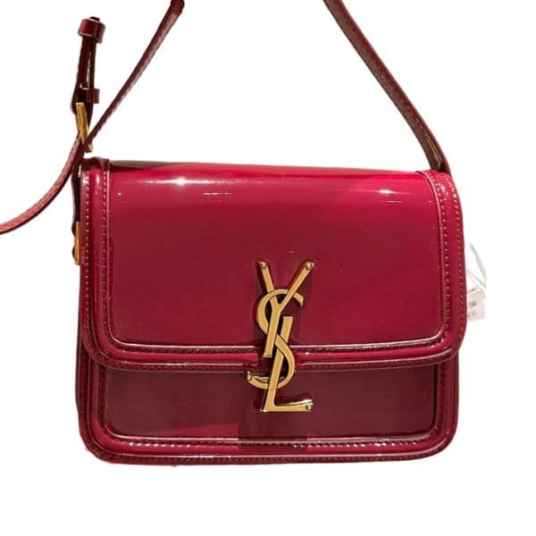 SAINT LAURENT SOLFERINO SMALL SATCHEL IN LACQUERED PATENT LEATHER RED 19CM