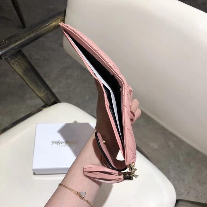 Alternative view of SAINT LAURENT HALF FOLD WALLET CARD HOLDER PINK 12CM