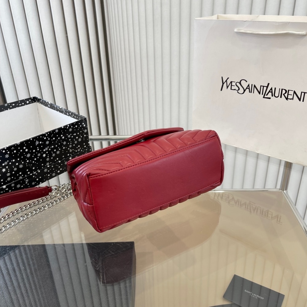 Saint Laurent Loulou Small Chain Bag Wine Red 25cm - Image 7