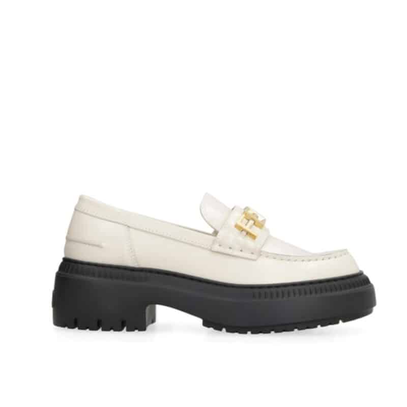 FENDIGRAPHY SMOOTH LEATHER LOAFERS WHITE 8D838369FF1IYW