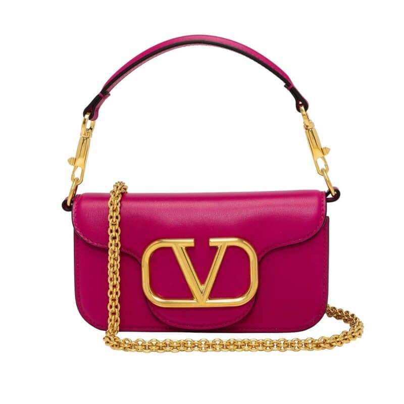 VALENTINO LOCÒ SMALL SHOULDER BAG IN CALFSKIN ROSE VIOLET 1W2B0K53ZXLM24