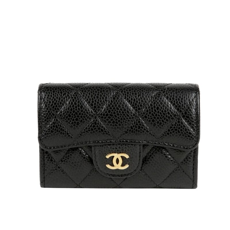 Chanel Classic Card Holder Grain Leather Black With Gold Hardware 11Cm AP0214 Y01864 C3906
