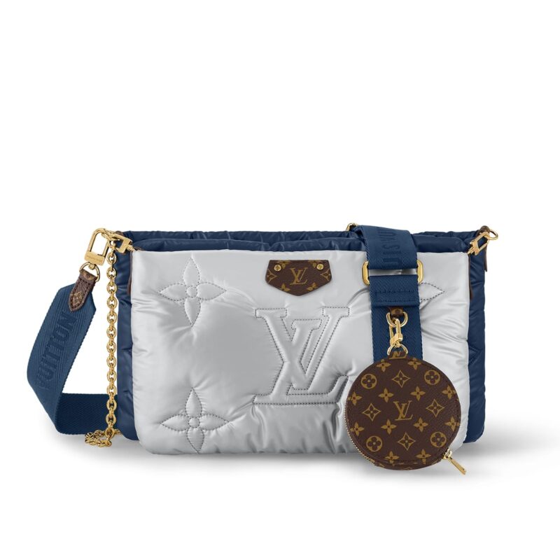 LOUIS VUITTON MAXI MULTI POCHETTE ACCESSOIRES NAVY AND SILVER 23CM M21057