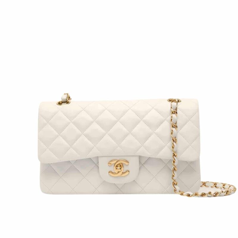 CHANEL CLASSIC MINI FLAP GOLD HARDWARE WHITE 25CM