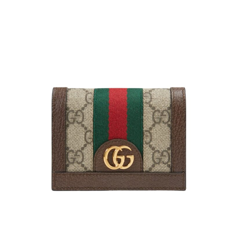 GUCCI OPHIDIA CARD CASE WALLET GG SUPREME BROWN 11CM 523155 96IWG 8745