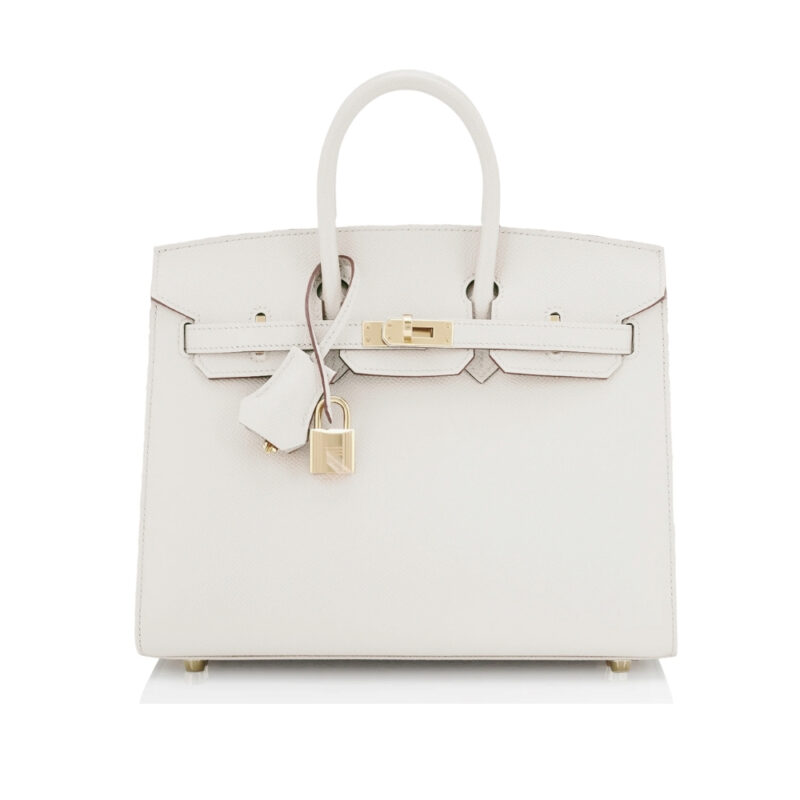 HERMES BIRKIN 25 GOLD HARDWARE EPSOM WHITE 25CM