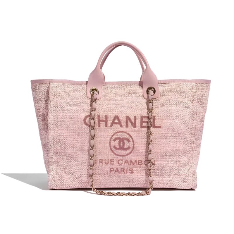 CHANEL DEAUVILLE SHOPPING TOTE BAG PINK 37CM