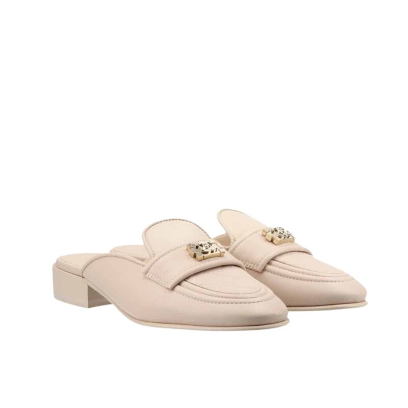 CHANEL CASUAL PLAIN LEATHER ELEGANT MULES SANDALS WHITE
